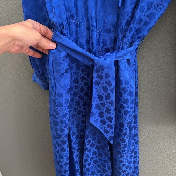 Vintage Cassis 100% Silk Dress Billow Sleeve Sz L - Picture 5 of 9